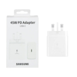 تصویر  شارژر دیواری سه پین 45W فست و PD تک پورت SAMSUNG Type-C سفید