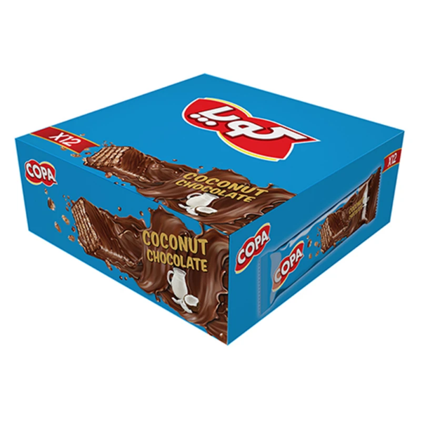 تصویر  ویفر کاکائویی با طعم نارگیل کوپا - 40 گرم بسته 12 عددی