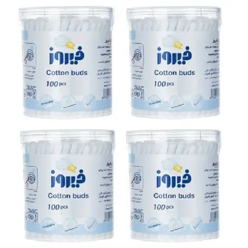 تصویر  گوش پاک کن فیروز مدل Cotton بسته 100 عددی