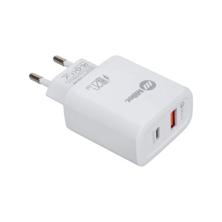 تصویر  شارژر دیواری سوپر فست و PD دو پورت Miller مدل M-72 38W به همراه کابل شارژ Type-C - سفید