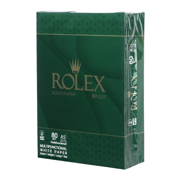 تصویر  کاغذ Rolex 80g A5 نوین کاغذ شیراز بسته 500 عددی