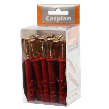 تصویر  پیچ و رولپلاک لبه دار کاسپین سایز 6 Caspian پک 20 عددی