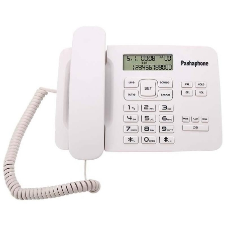 تصویر  تلفن رومیزی پاشافون Pashaphone KX-T7001CID سفید