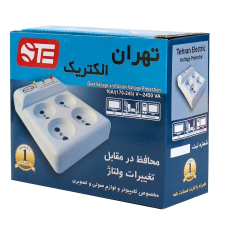 تصویر  محافظ برق صوتی تصویری 4 خانه تهران الکتریک با کابل 1 متری Tehran Electric