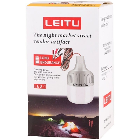 تصویر  چراغ ماشینی شارژی 30 وات Leitu LED-1