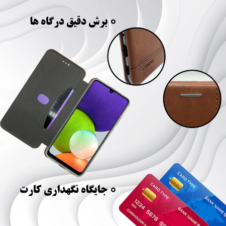 تصویر  کیف کلاسوری لئون مدل Momax مناسب برای گوشی موبایل سامسونگ a10 رنگ طلایی